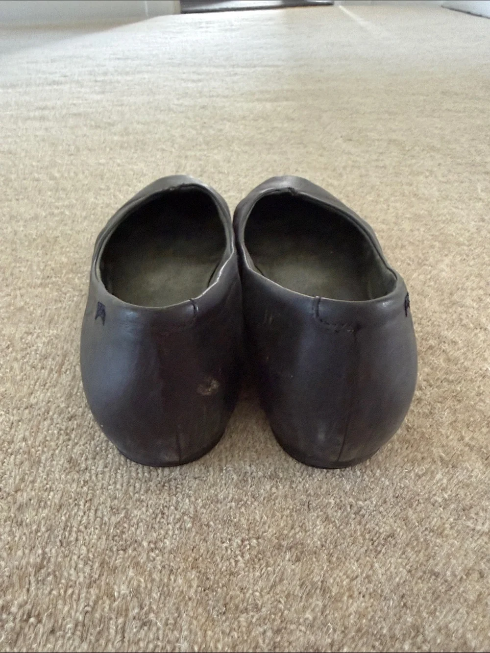 Camper Black V-Cut Slip-On Flats